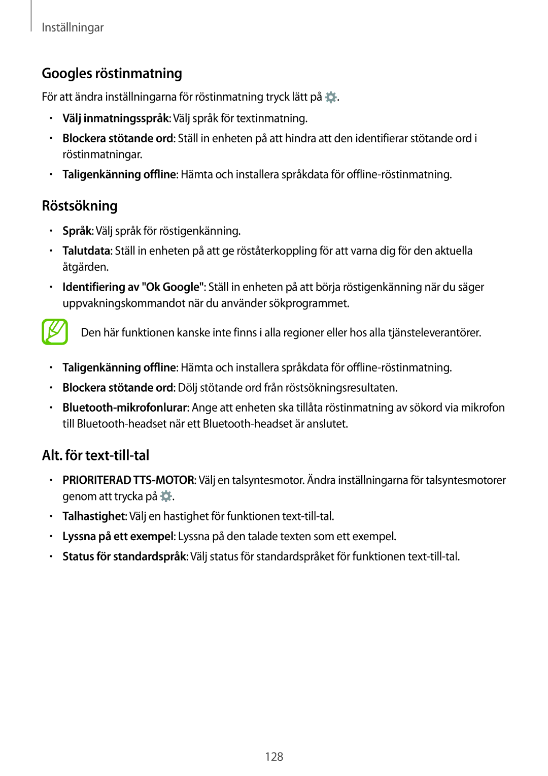 Samsung SM-A700FZWANEE, SM-A700FZKANEE, SM-A700FZDANEE manual Googles röstinmatning, Röstsökning, Alt. för text-till-tal 
