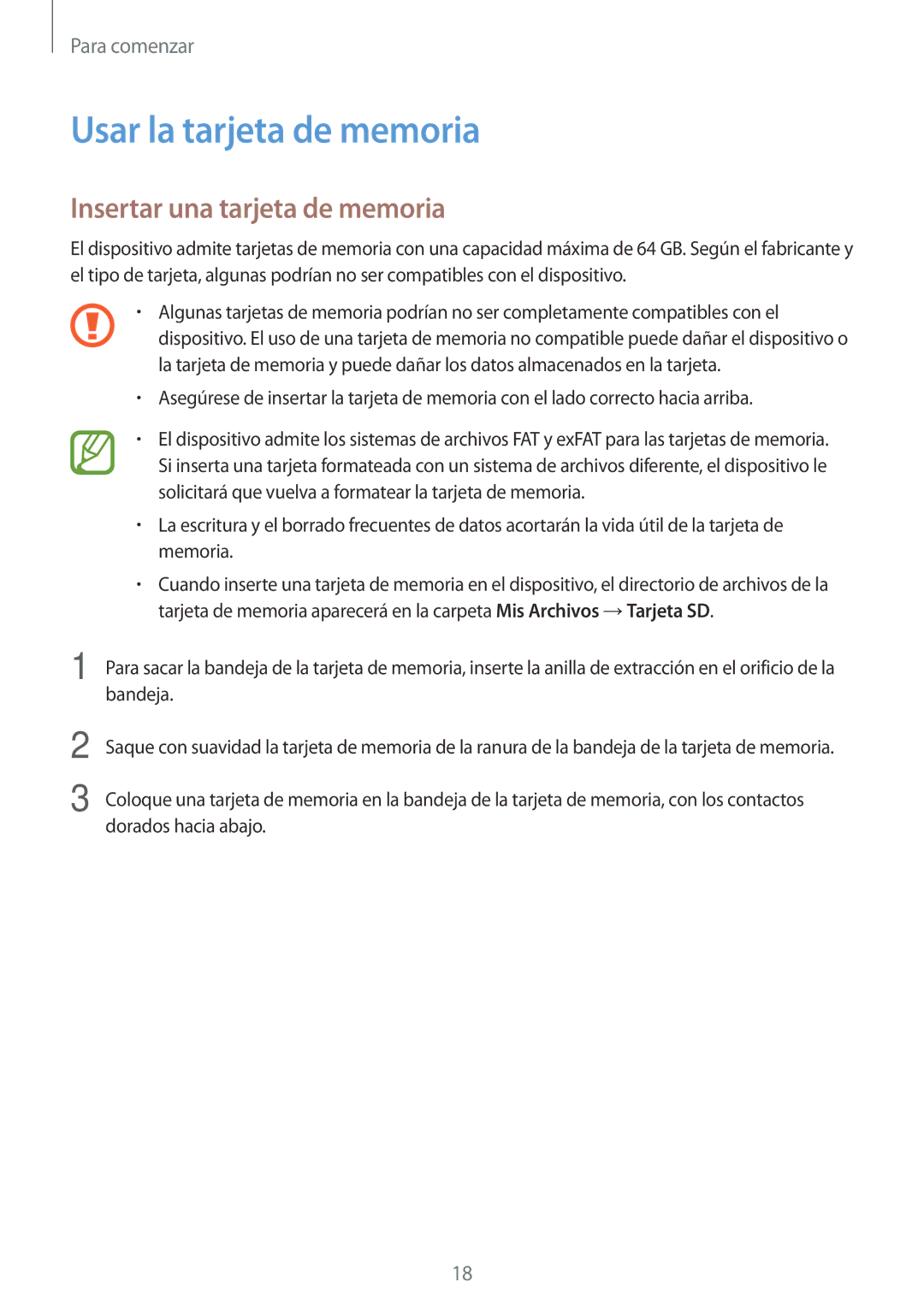 Samsung SM-A700FZKAPHE manual Usar la tarjeta de memoria, Insertar una tarjeta de memoria 