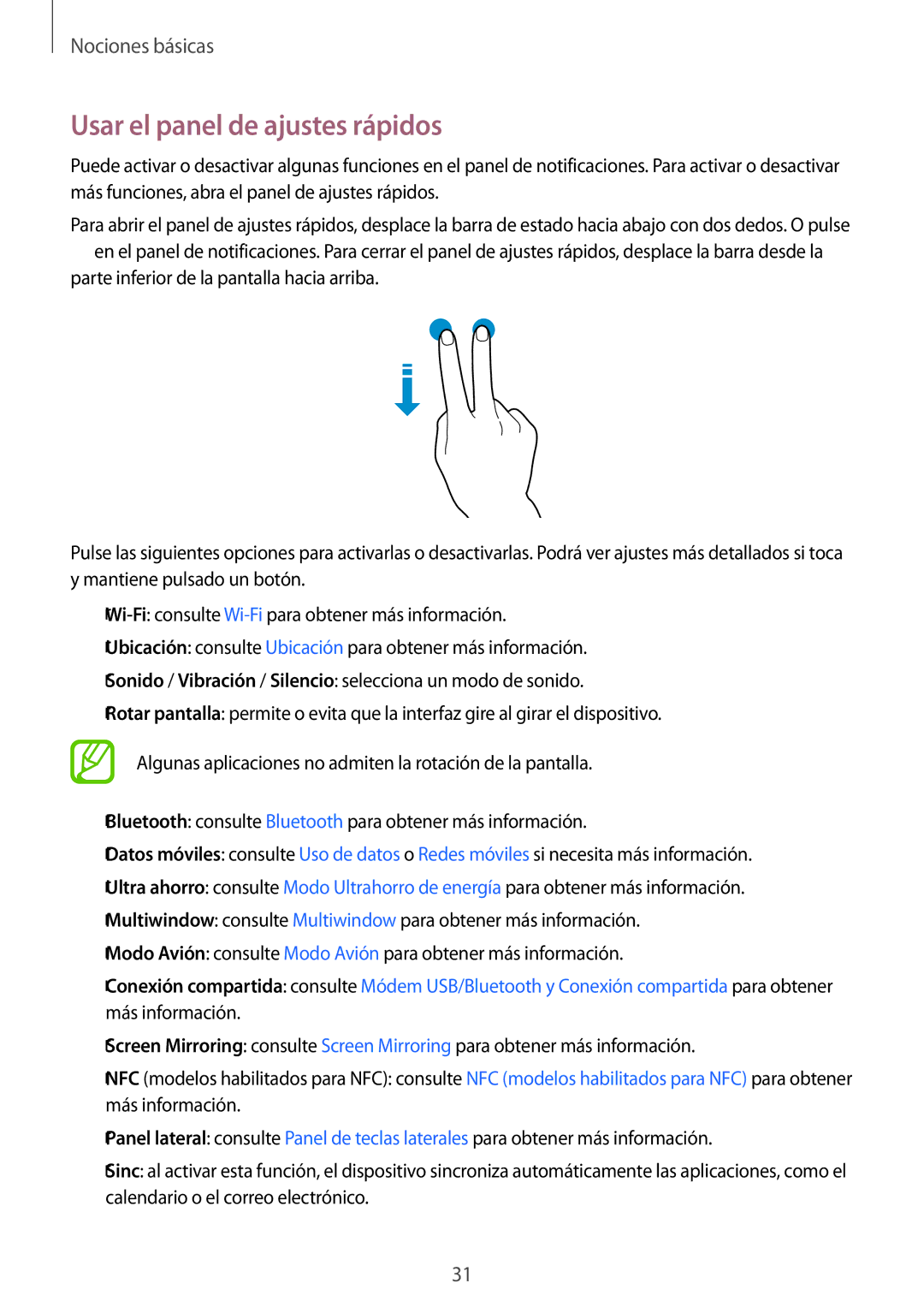 Samsung SM-A700FZKAPHE manual Usar el panel de ajustes rápidos 