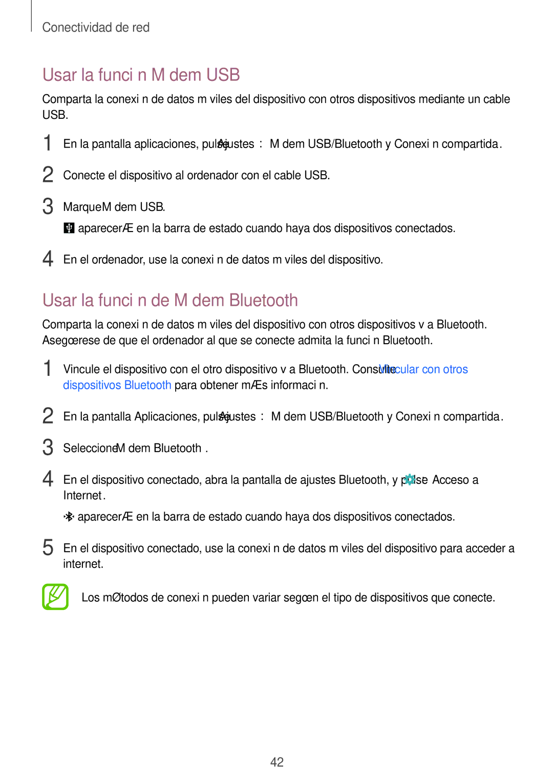 Samsung SM-A700FZKAPHE manual Usar la función Módem USB, Usar la función de Módem Bluetooth, Marque Módem USB, Internet 