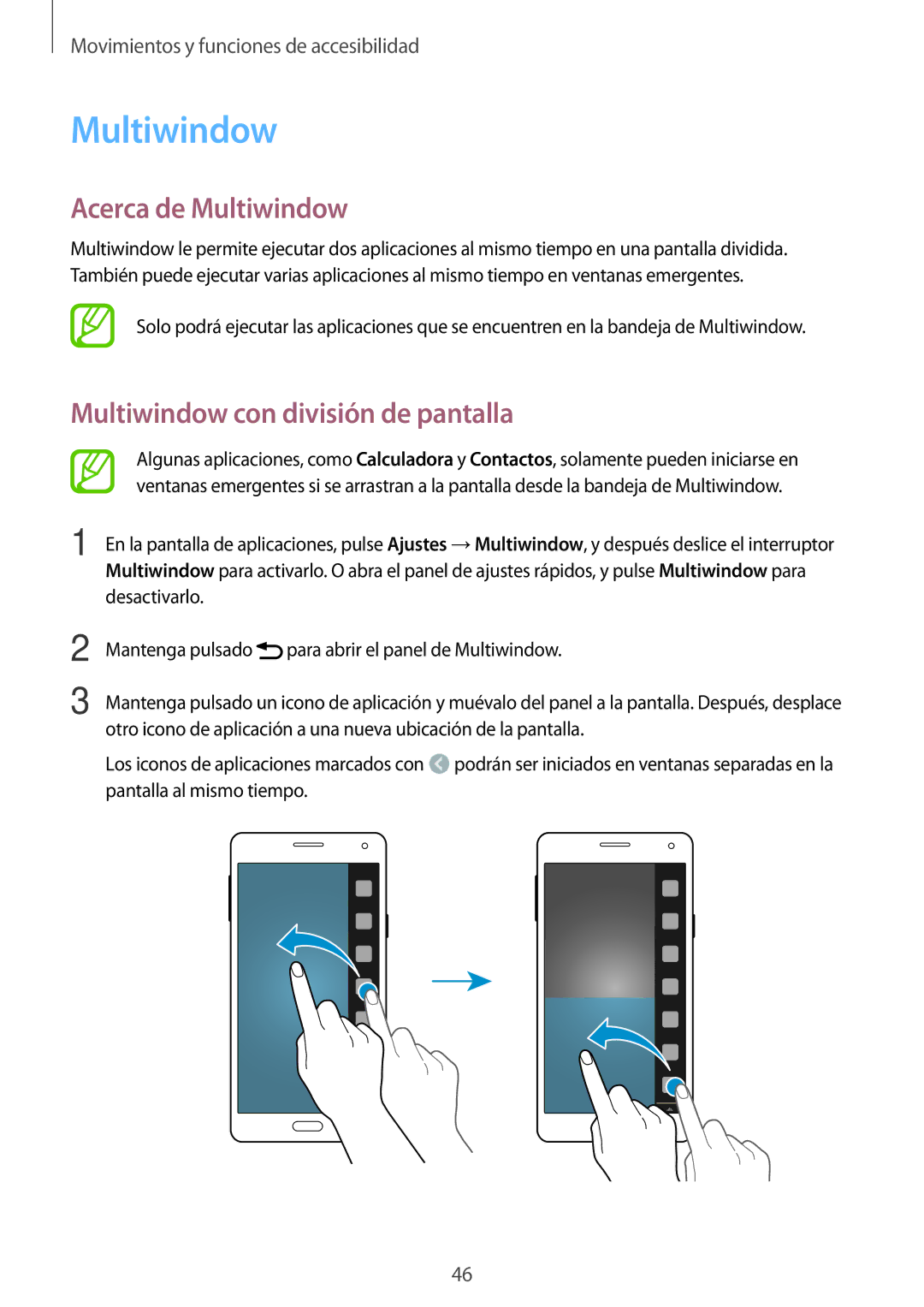 Samsung SM-A700FZKAPHE manual Acerca de Multiwindow, Multiwindow con división de pantalla 