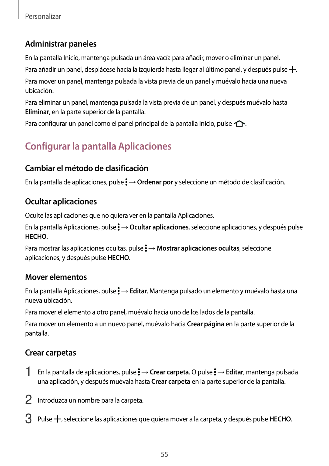 Samsung SM-A700FZKAPHE manual Configurar la pantalla Aplicaciones 