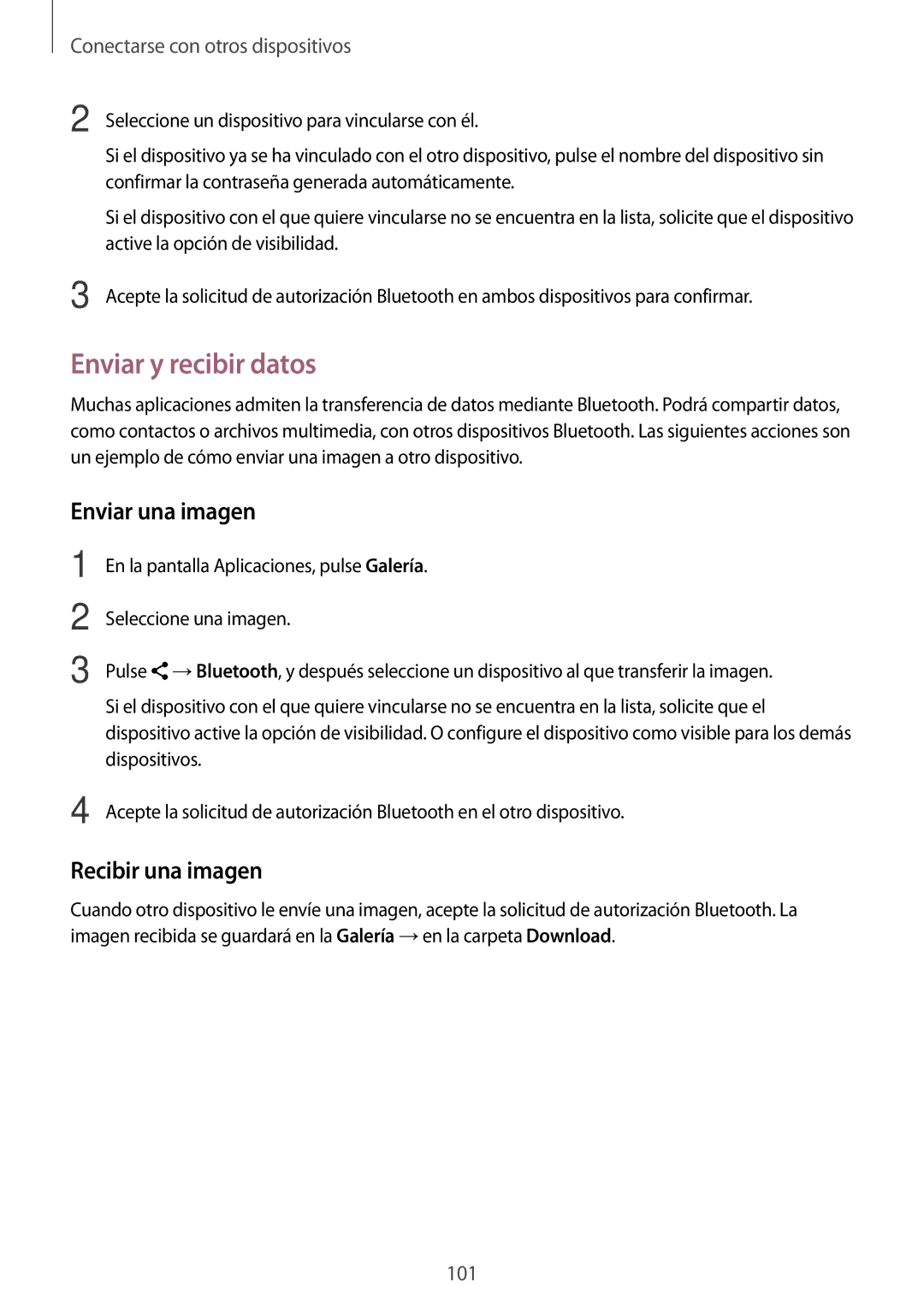 Samsung SM-A700FZKAPHE manual Enviar y recibir datos, Enviar una imagen, Recibir una imagen 