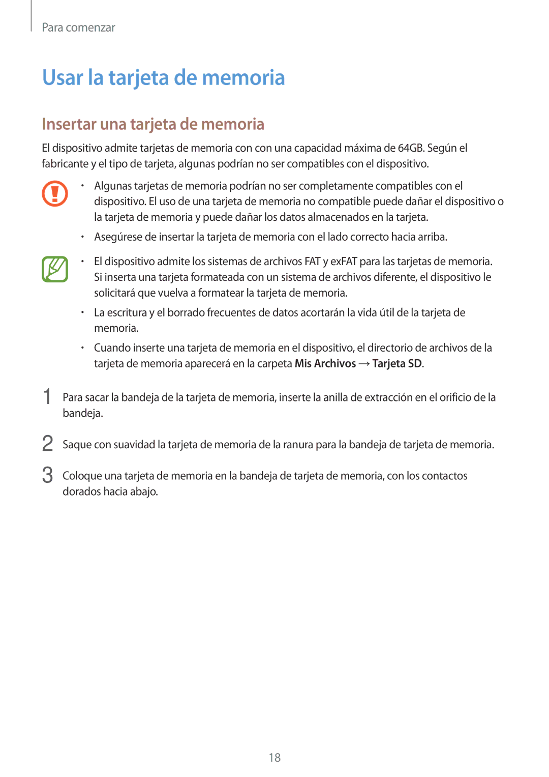 Samsung SM-A700FZKAPHE manual Usar la tarjeta de memoria, Insertar una tarjeta de memoria 