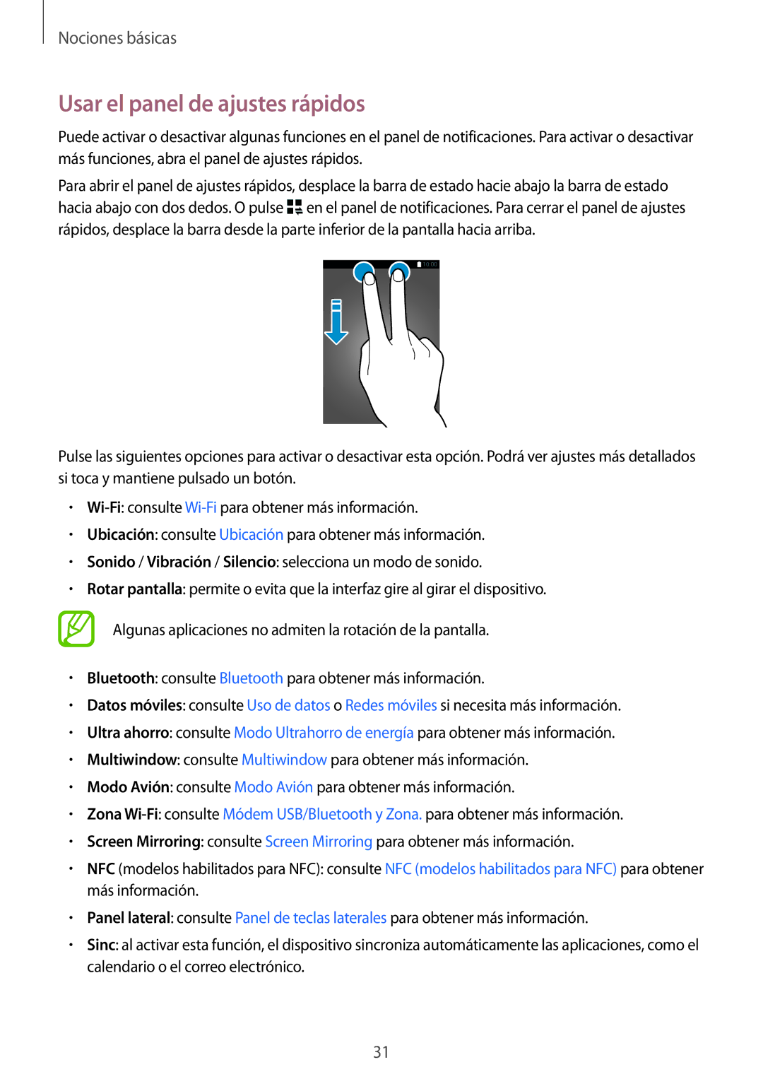 Samsung SM-A700FZKAPHE manual Usar el panel de ajustes rápidos 