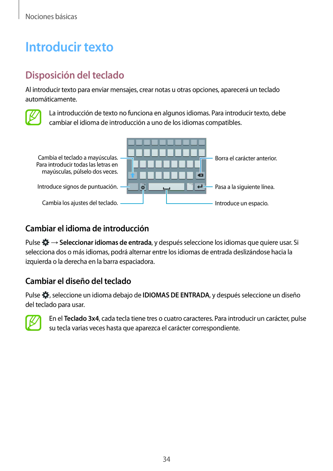 Samsung SM-A700FZKAPHE manual Introducir texto, Disposición del teclado, Cambiar el idioma de introducción 