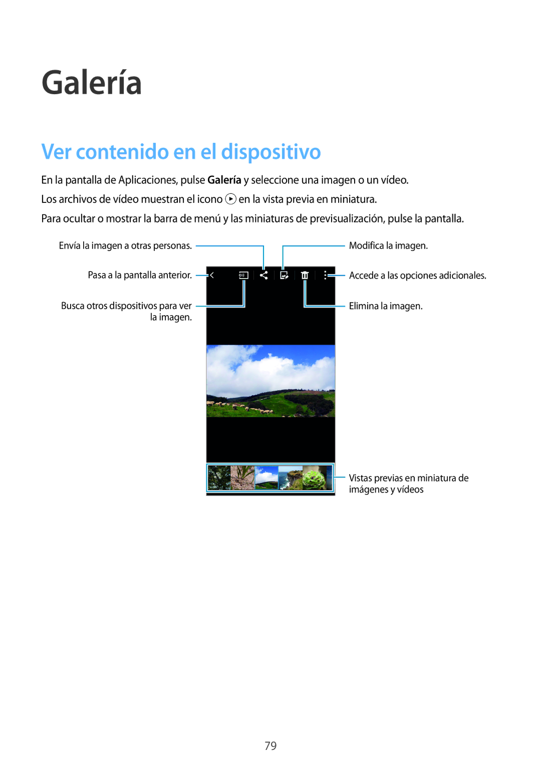 Samsung SM-A700FZKAPHE manual Galería, Ver contenido en el dispositivo 