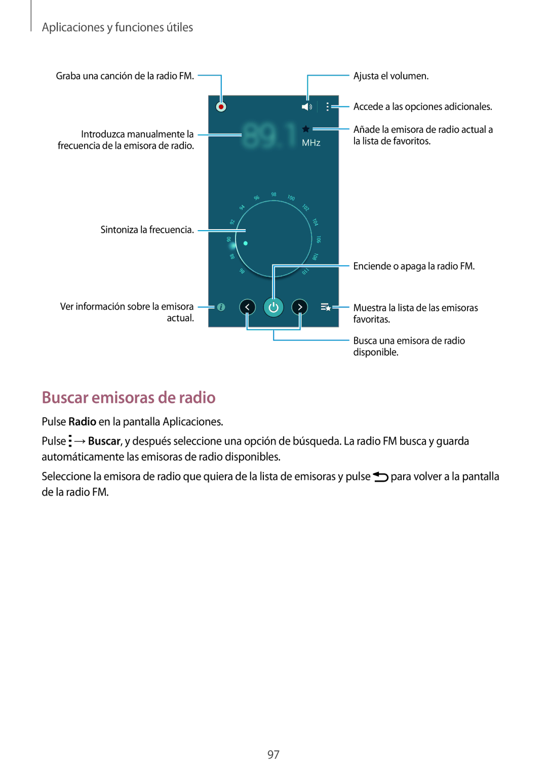 Samsung SM-A700FZKAPHE manual Buscar emisoras de radio 