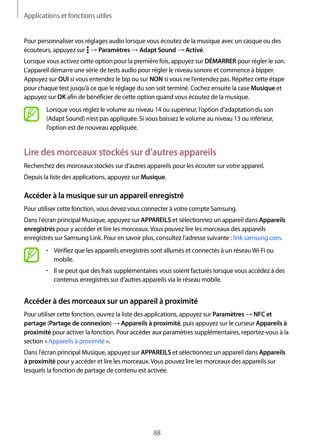 Samsung SM-A700FZKAXEF Lire des morceaux stockés sur d’autres appareils, Accéder à la musique sur un appareil enregistré 