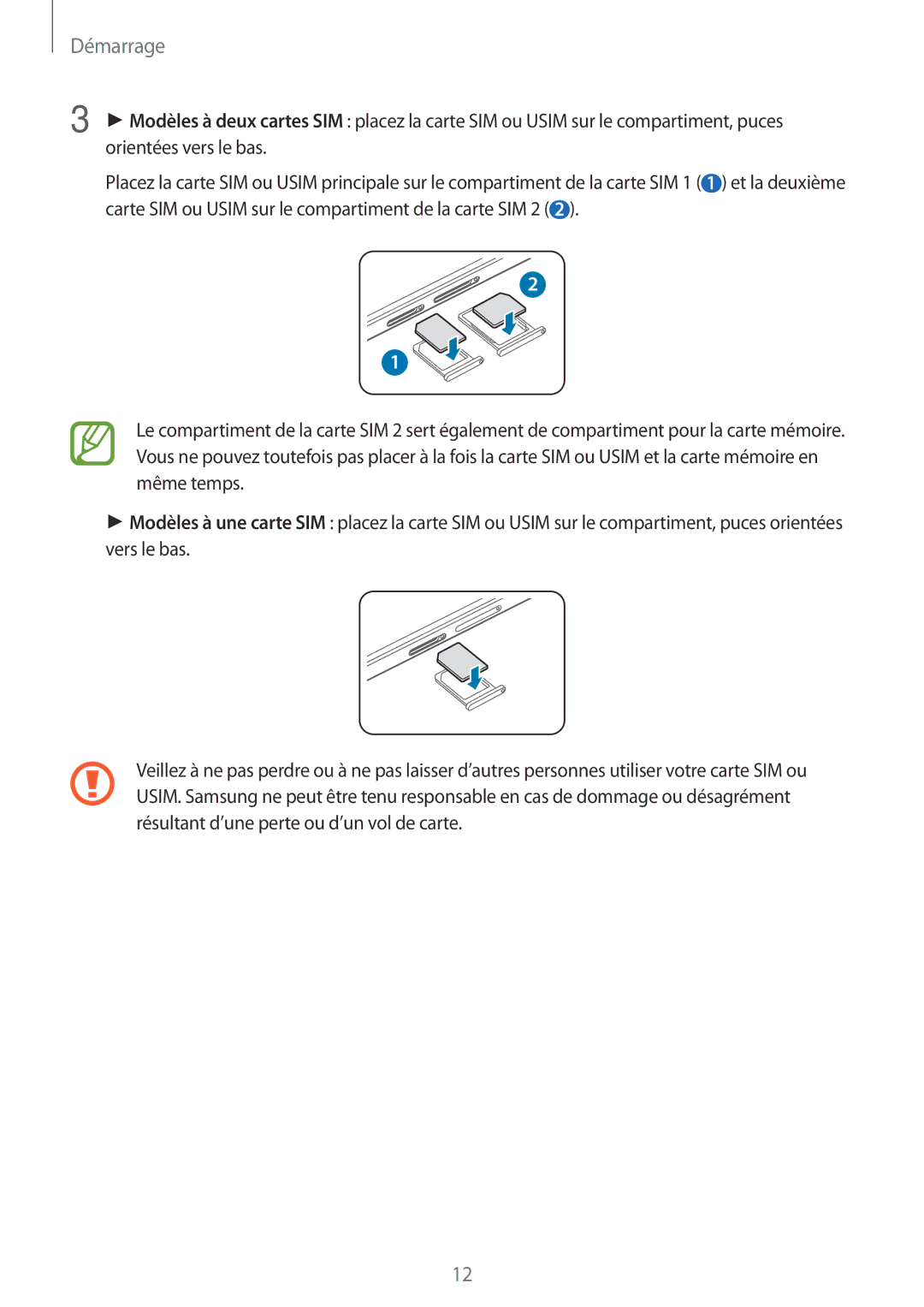 Samsung SM-A700FZKAXEF, SM-A700FZDAXEF, SM-A700FZWAFTM, SM-A700FZWAXEF manual Démarrage 