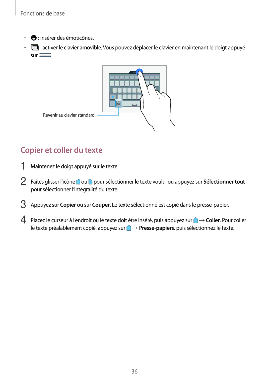 Samsung SM-A700FZKAXEF, SM-A700FZDAXEF, SM-A700FZWAFTM, SM-A700FZWAXEF manual Copier et coller du texte 