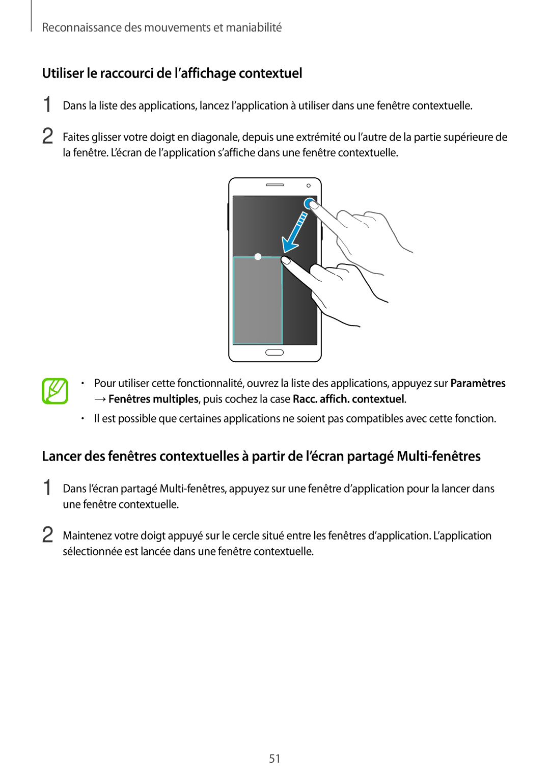 Samsung SM-A700FZWAXEF, SM-A700FZKAXEF manual Utiliser le raccourci de l’affichage contextuel, Une fenêtre contextuelle 