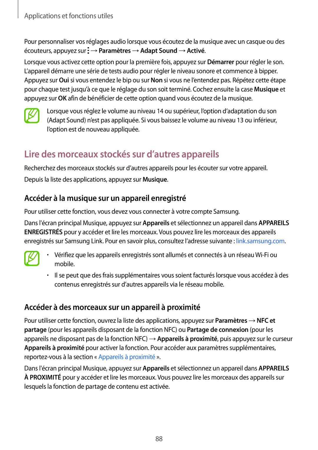 Samsung SM-A700FZKAXEF Lire des morceaux stockés sur d’autres appareils, Accéder à la musique sur un appareil enregistré 