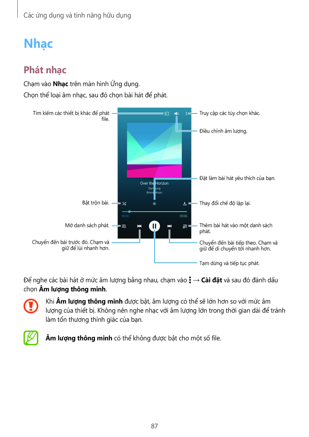Samsung SM-A700HZKDXXV manual Nhạc, Phát nhạc 