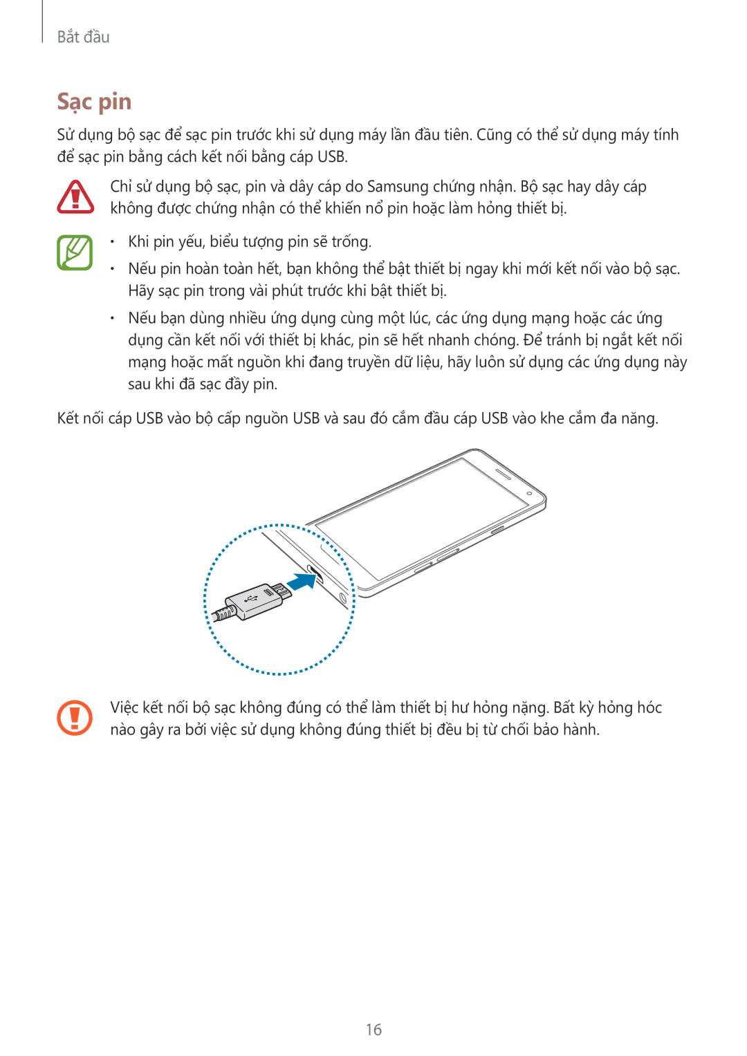 Samsung SM-A700HZKDXXV manual Sạc pin 