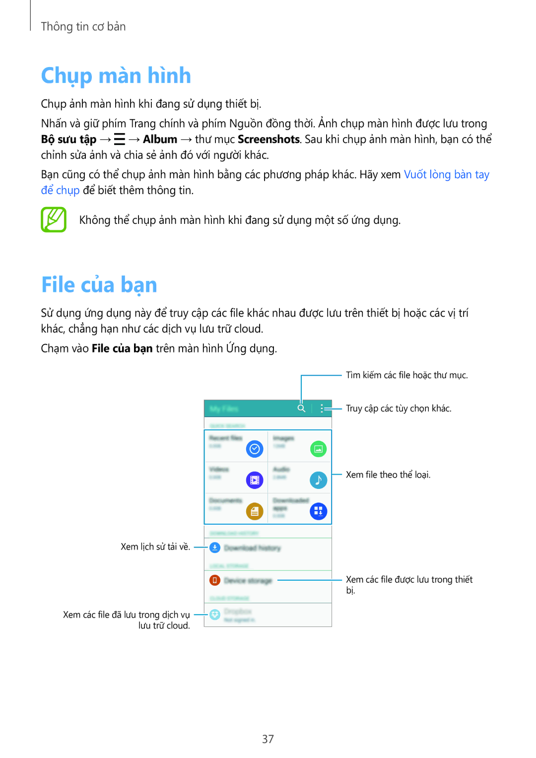 Samsung SM-A700HZKDXXV manual Chụp màn hình, File của bạn 