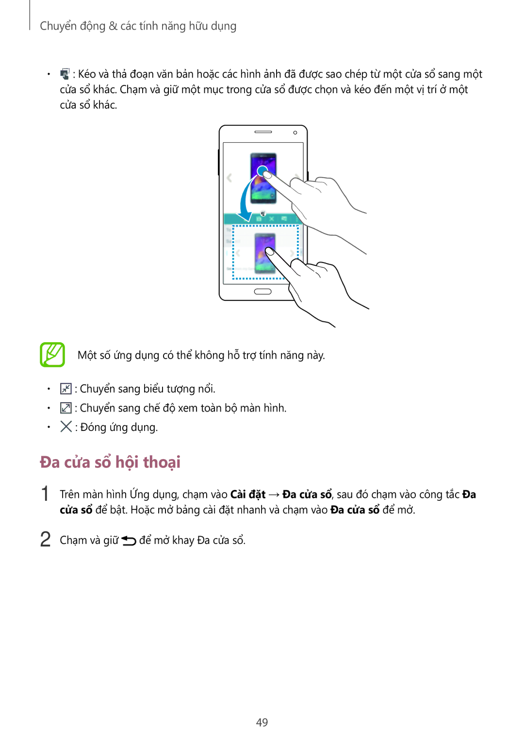 Samsung SM-A700HZKDXXV manual Đa cửa sổ hội thoại 