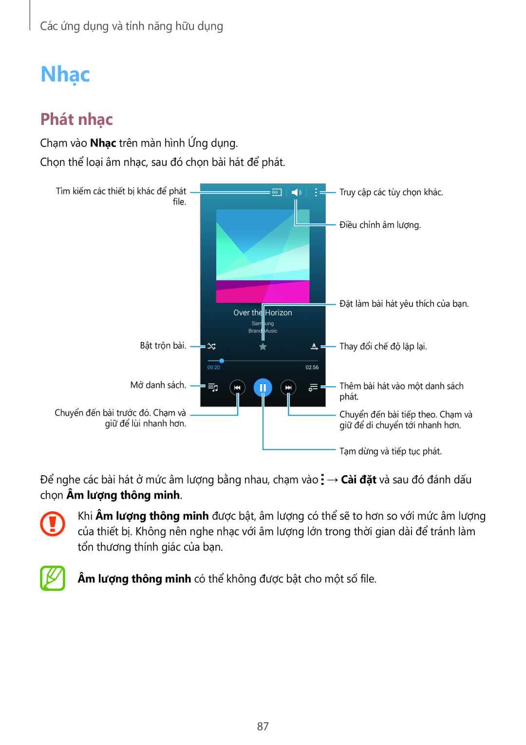 Samsung SM-A700HZKDXXV manual Nhạc, Phát nhạc 