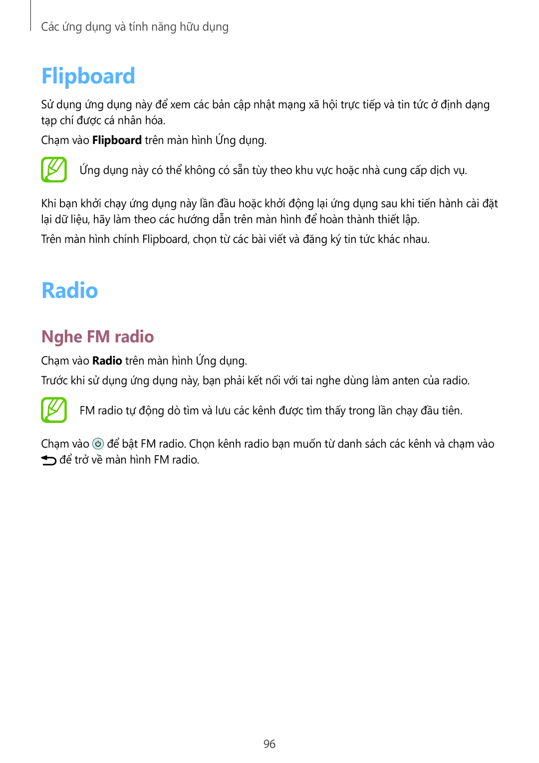 Samsung SM-A700HZKDXXV manual Flipboard, Radio, Nghe FM radio 