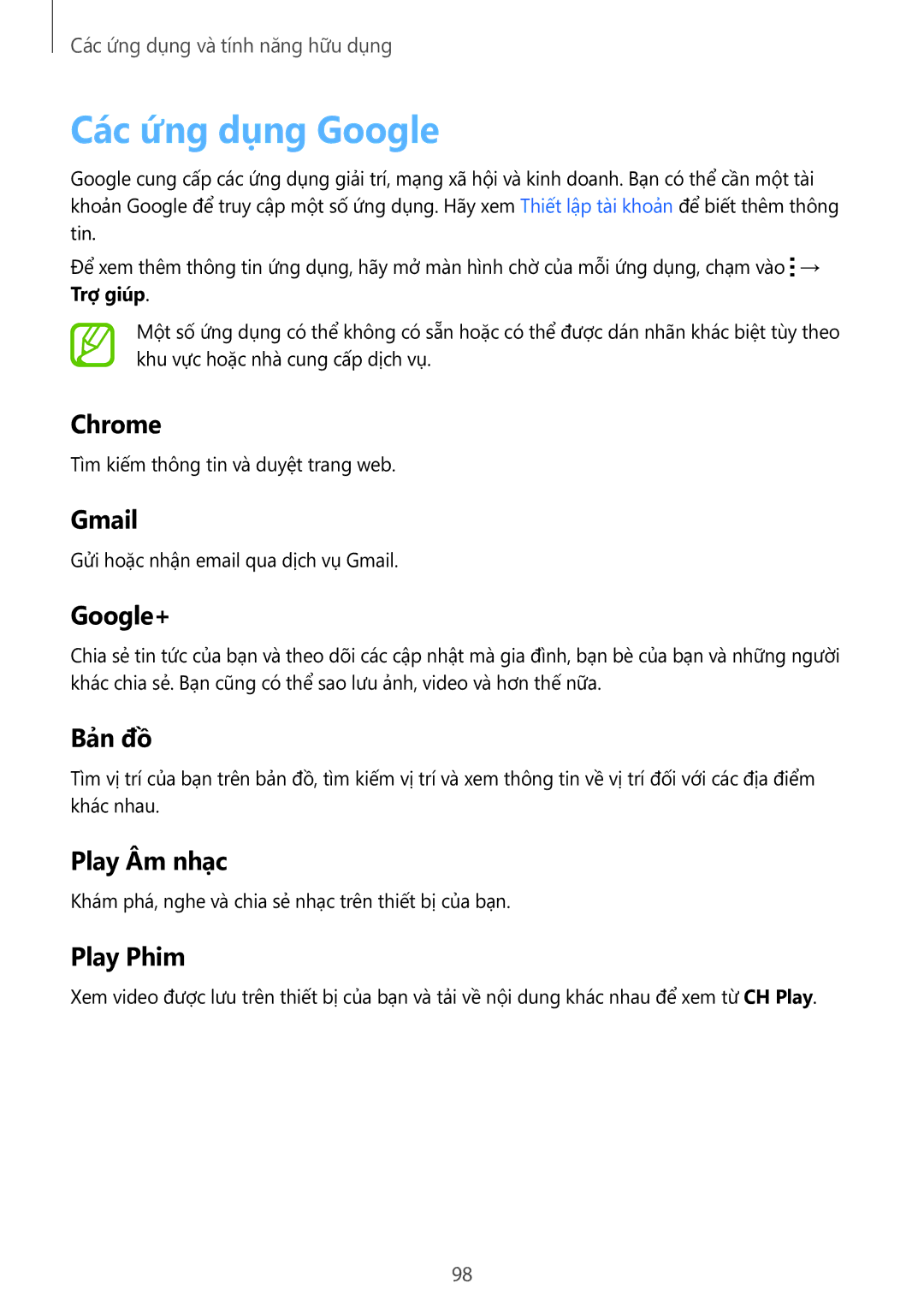 Samsung SM-A700HZKDXXV manual Các ứng dụng Google, Google+ 