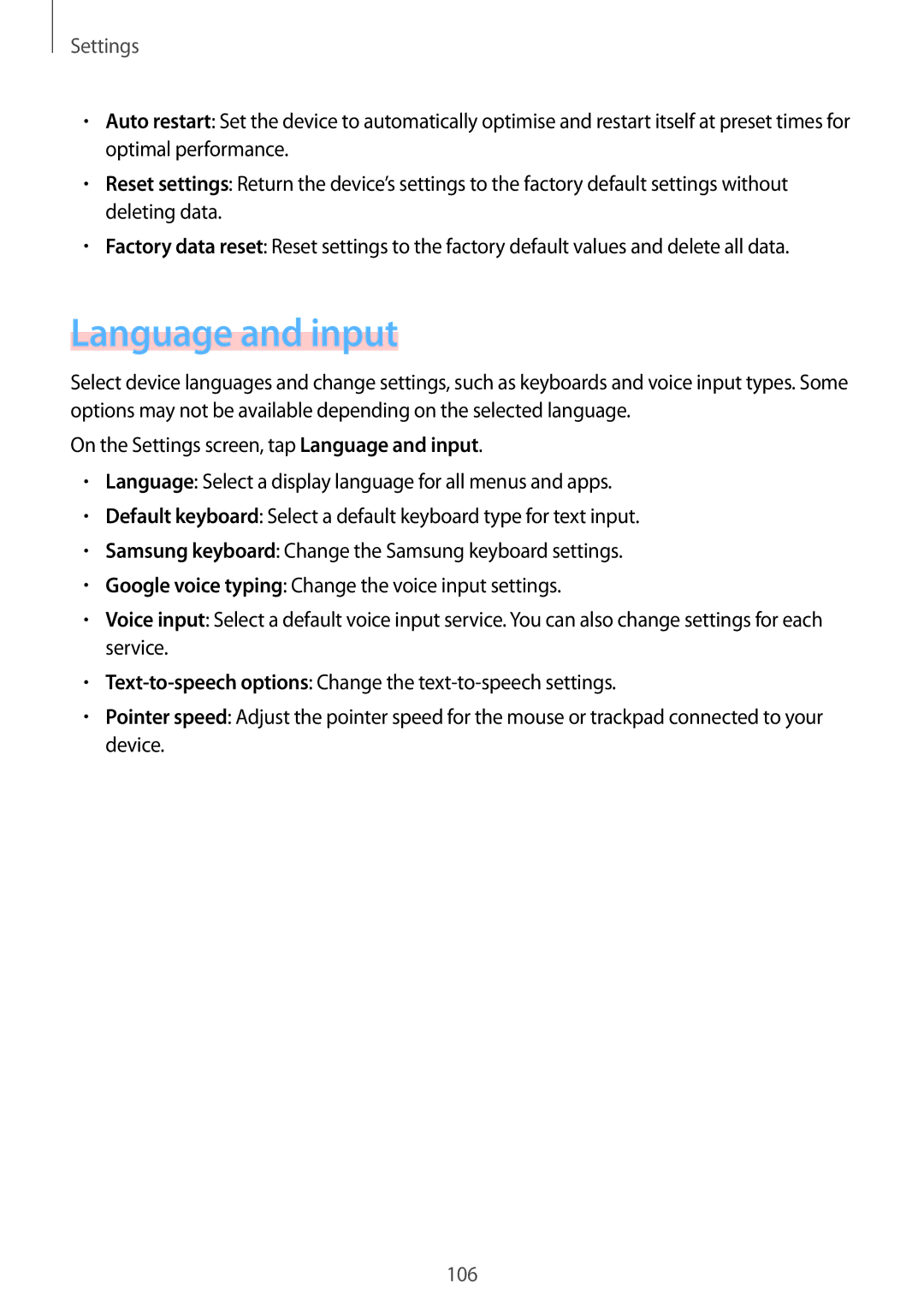 Samsung SM-A710FZKFXXV, SM-A710FZDFKSA, SM-A710FZKFKSA, SM-A710FZWFKSA, SM-A710FZDFXXV, SM-A710FEDFXXV manual Language and input 