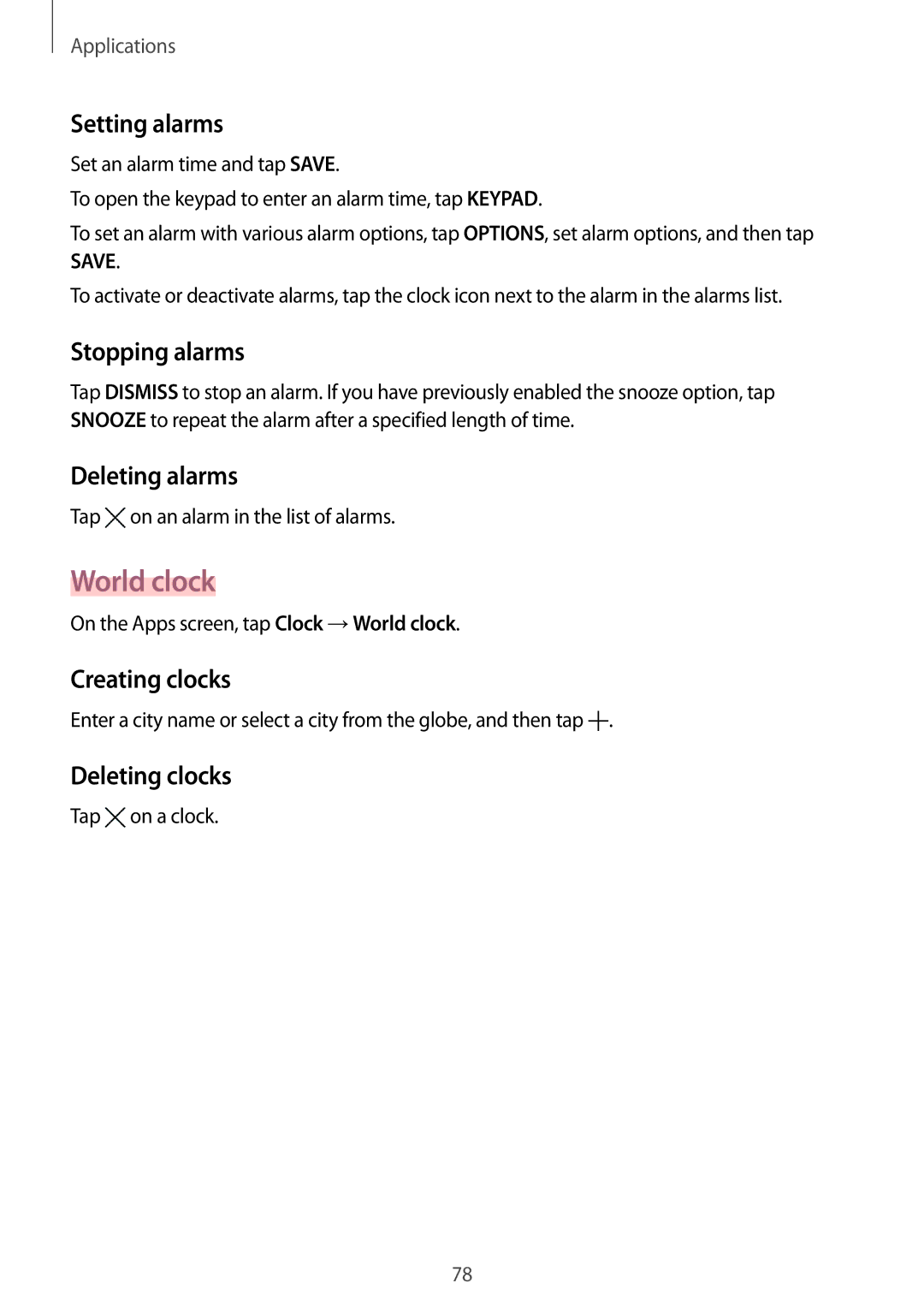 Samsung SM-A710FZDFKSA, SM-A710FZKFKSA, SM-A710FZWFKSA, SM-A710FZDFXXV, SM-A710FZKFXXV, SM-A710FEDFXXV manual World clock 