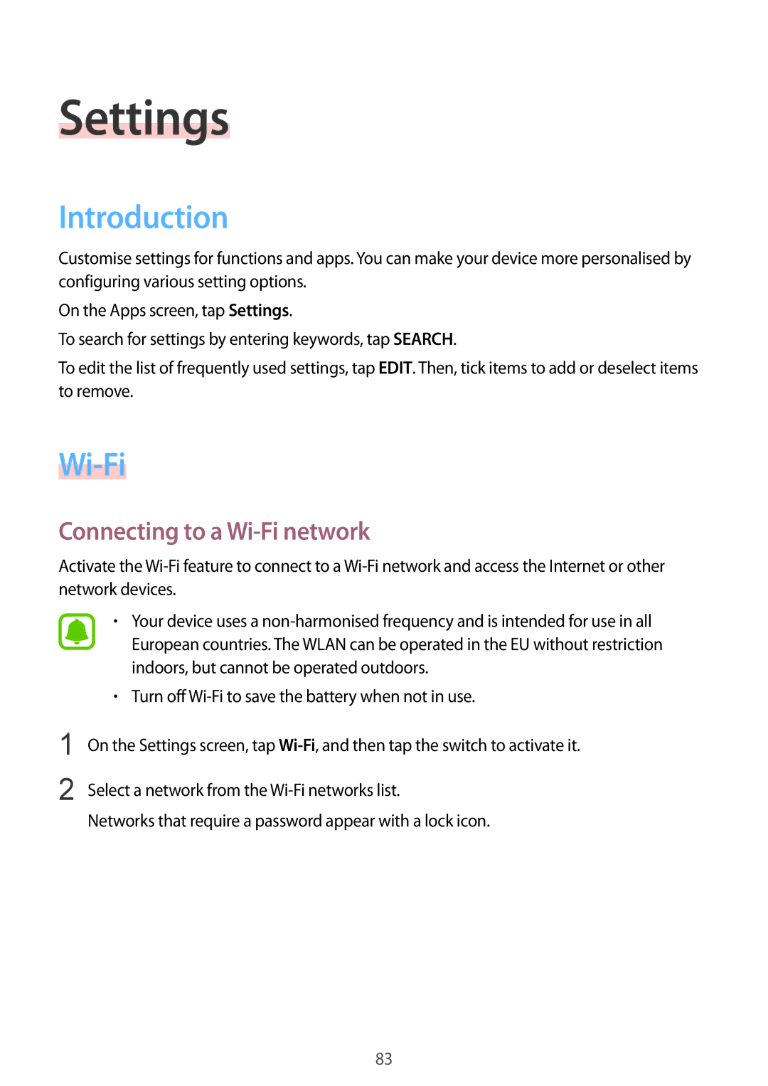 Samsung SM-A710FEDFXXV, SM-A710FZDFKSA, SM-A710FZKFKSA, SM-A710FZWFKSA manual Introduction, Connecting to a Wi-Fi network 