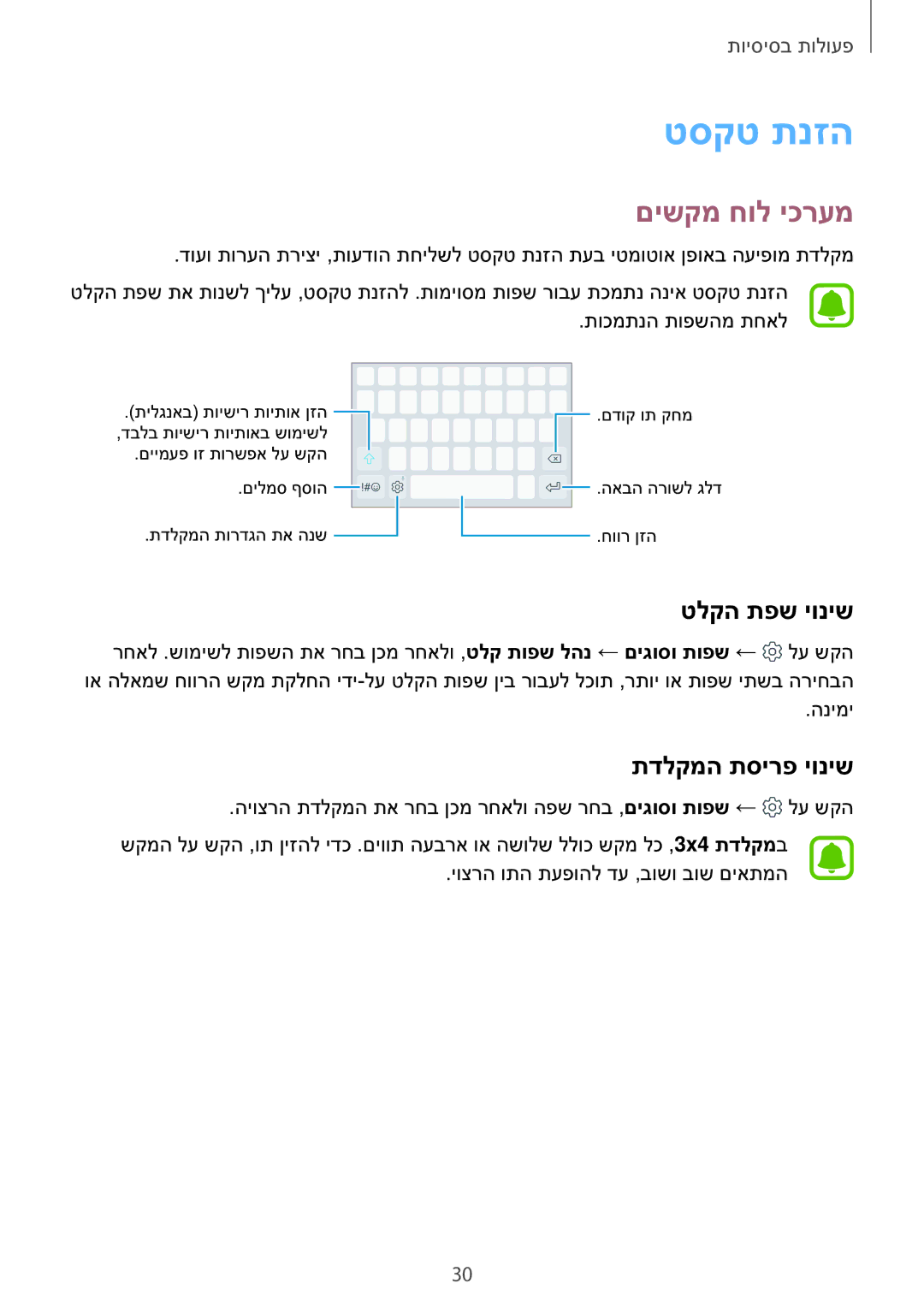 Samsung SM-A710FZKAILO manual טסקט תנזה, םישקמ חול יכרעמ, טלקה תפש יוניש, תדלקמה תסירפ יוניש 