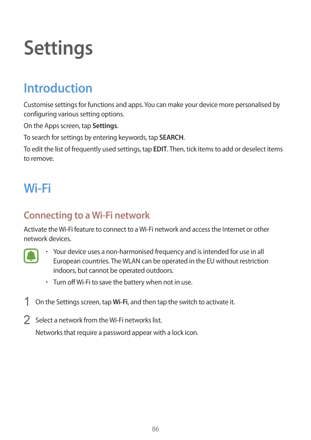 Samsung SM-A710FZKAKSA, SM-A710FZKAILO manual Introduction, Connecting to a Wi-Fi network 