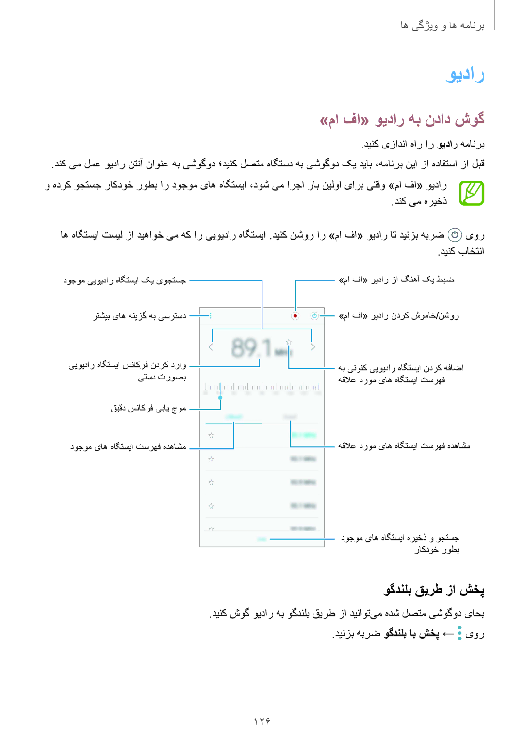 Samsung SM-A730FZDGKSA, SM-A730FZKGKSA, SM-A730FZVGKSA manual ويدار, »ما فا« ویدار هب نداد شوگ, وگدنلب قیرط زا شخپ, 126 