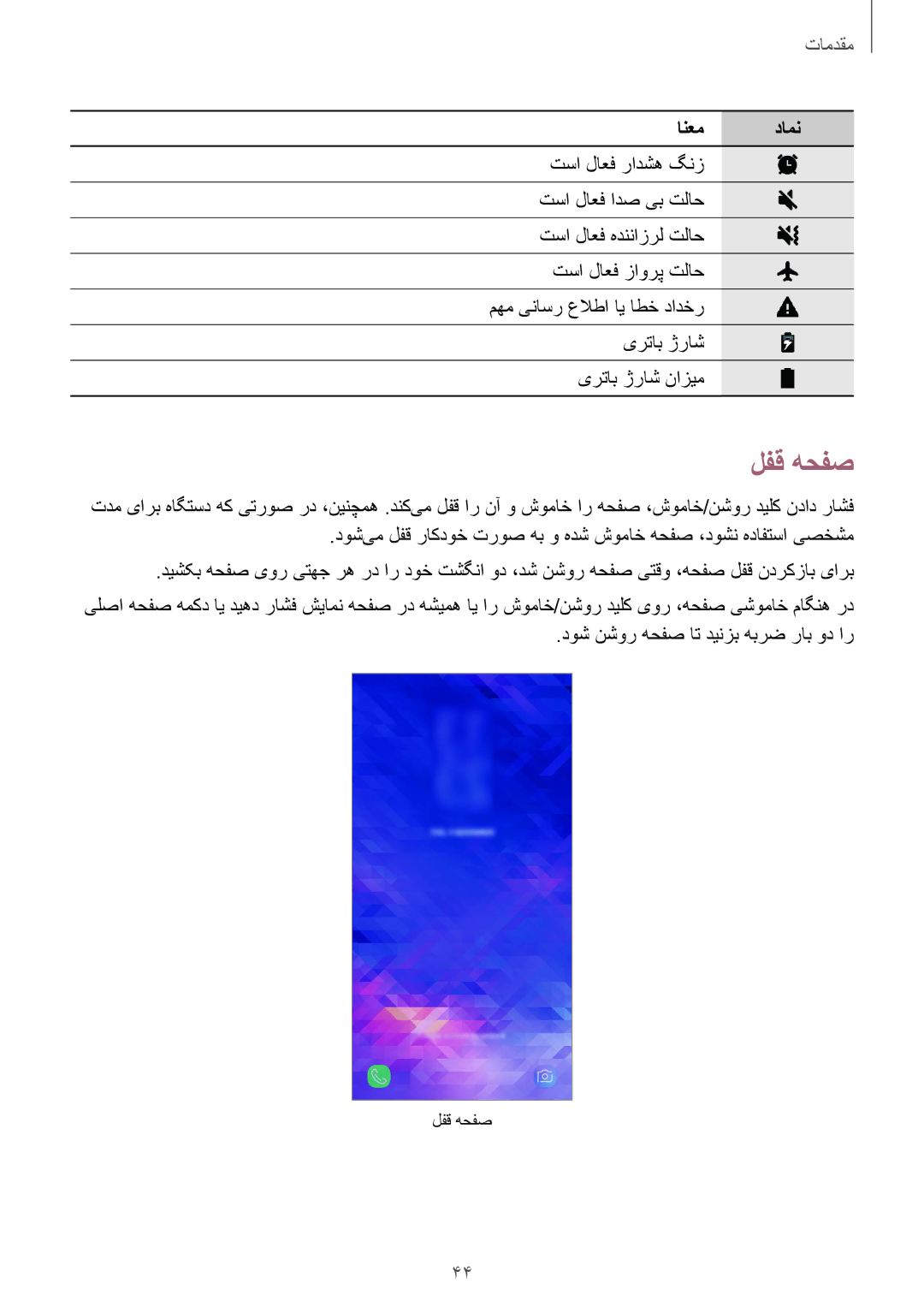 Samsung SM-A730FZVGKSA, SM-A730FZDGKSA, SM-A730FZKGKSA, SM-A530FZDGKSA manual لفق هحفص, دوش نشور هحفص ات دینزب هبرض راب ود ار 