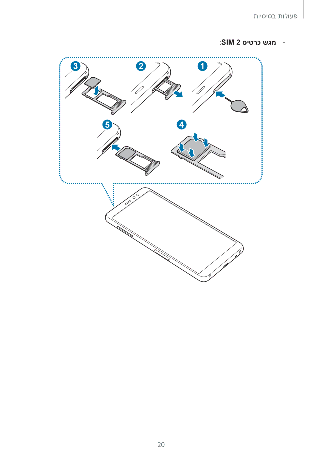 Samsung SM-A730FZDEILO, SM-A730FZKEILO, SM-A730FZVEILO, SM-A530FZVEILO, SM-A530FZKEILO, SM-A530FZDEILO manual SIM 2 סיטרכ שגמ 