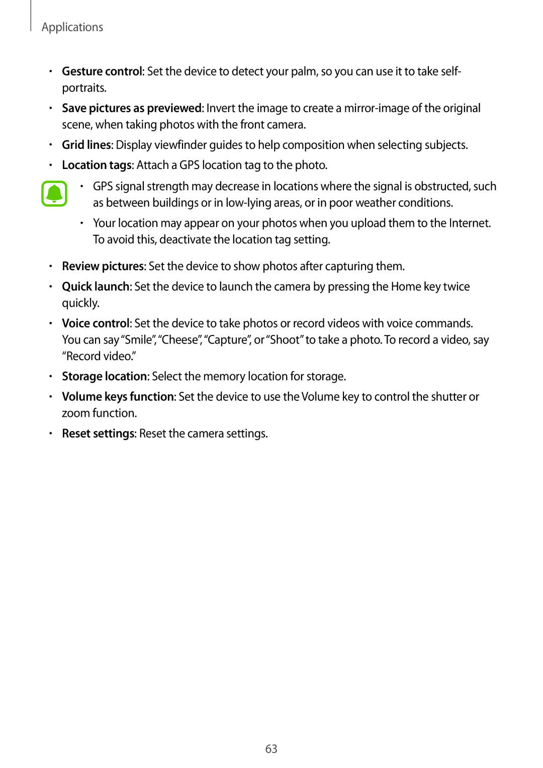 Samsung SM-A800FZDEKSA, SM-A800FZDEXXV, SM-A800FZWEXXV manual Applications 