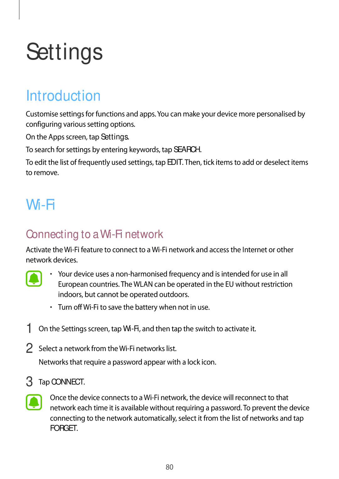 Samsung SM-A800FZWEXXV, SM-A800FZDEKSA, SM-A800FZDEXXV manual Introduction, Connecting to a Wi-Fi network, Tap Connect 