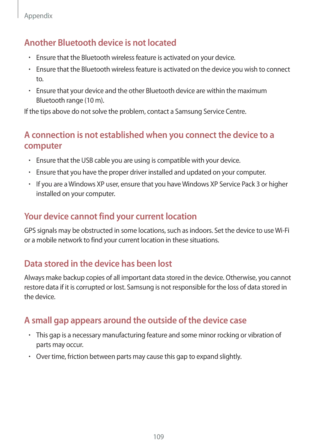 Samsung SM-A800FZDEXXV, SM-A800FZDEKSA, SM-A800FZWEXXV manual Another Bluetooth device is not located 