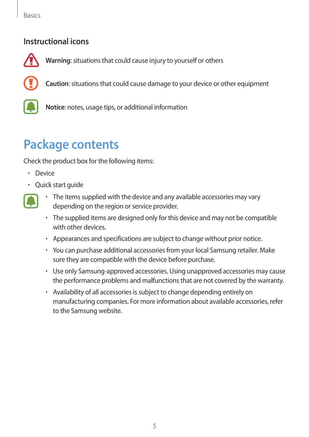 Samsung SM-A800FZWEXXV, SM-A800FZDEKSA, SM-A800FZDEXXV manual Package contents 