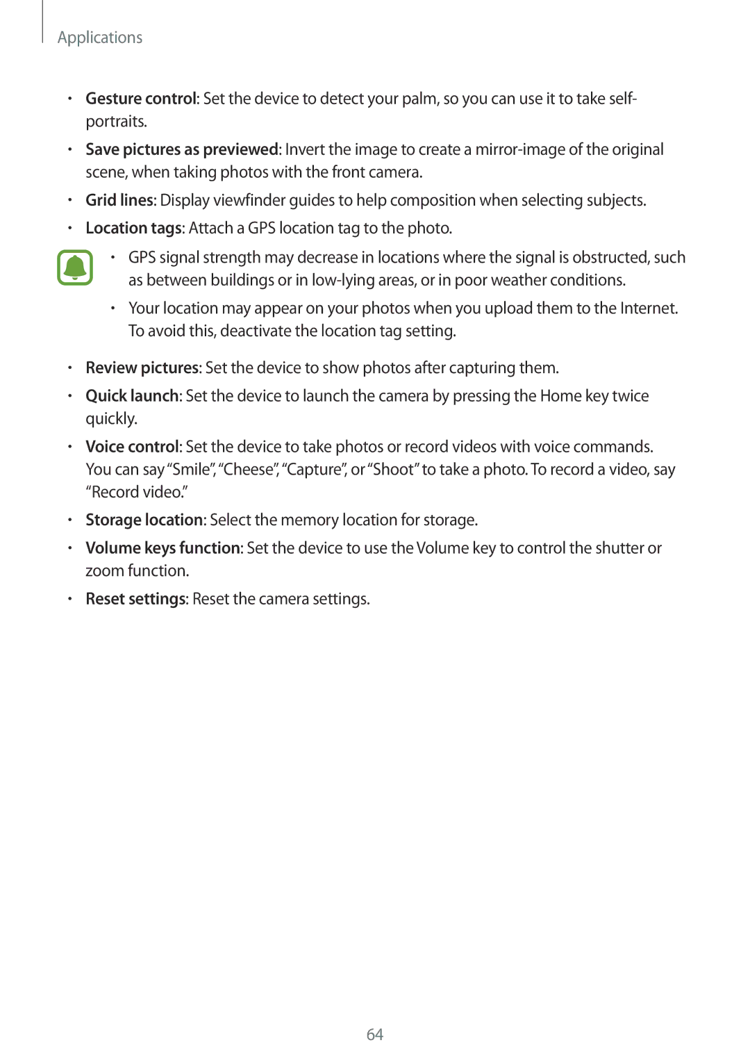 Samsung SM-A800FZDEXXV, SM-A800FZDEKSA, SM-A800FZWEXXV manual Applications 