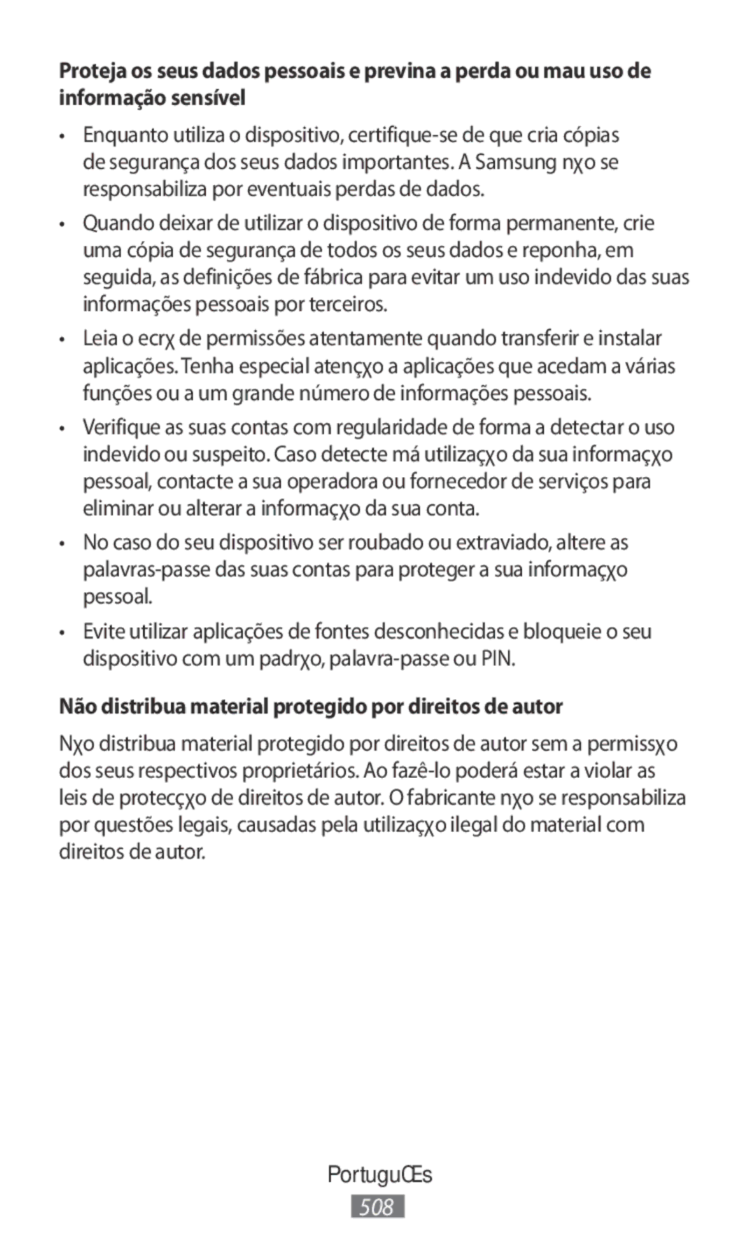 Samsung SM-T331NZWASER, SM-A800FZDEKSA, SM-T330NZWAKSA manual Não distribua material protegido por direitos de autor 