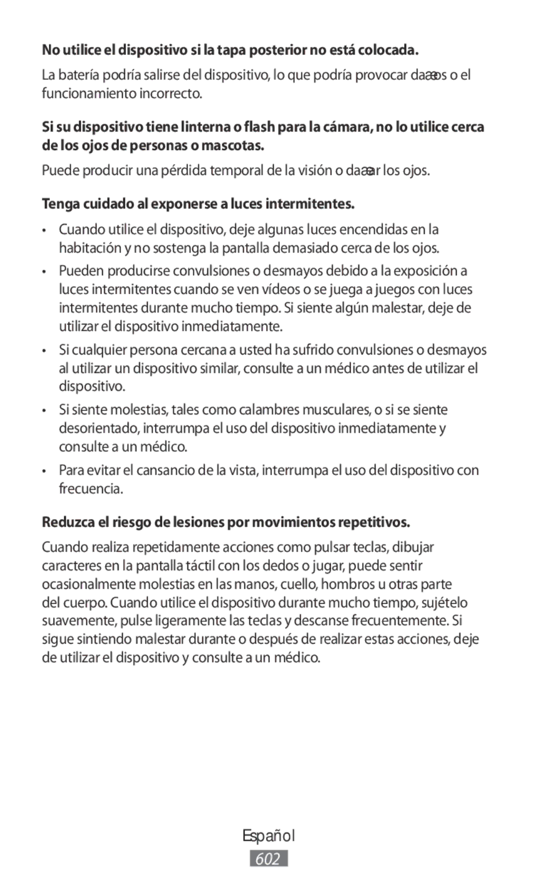 Samsung SM-A800FZWEXXV, SM-A800FZDEKSA, SM-T330NZWAKSA, SM-A800FZDEXXV manual Tenga cuidado al exponerse a luces intermitentes 