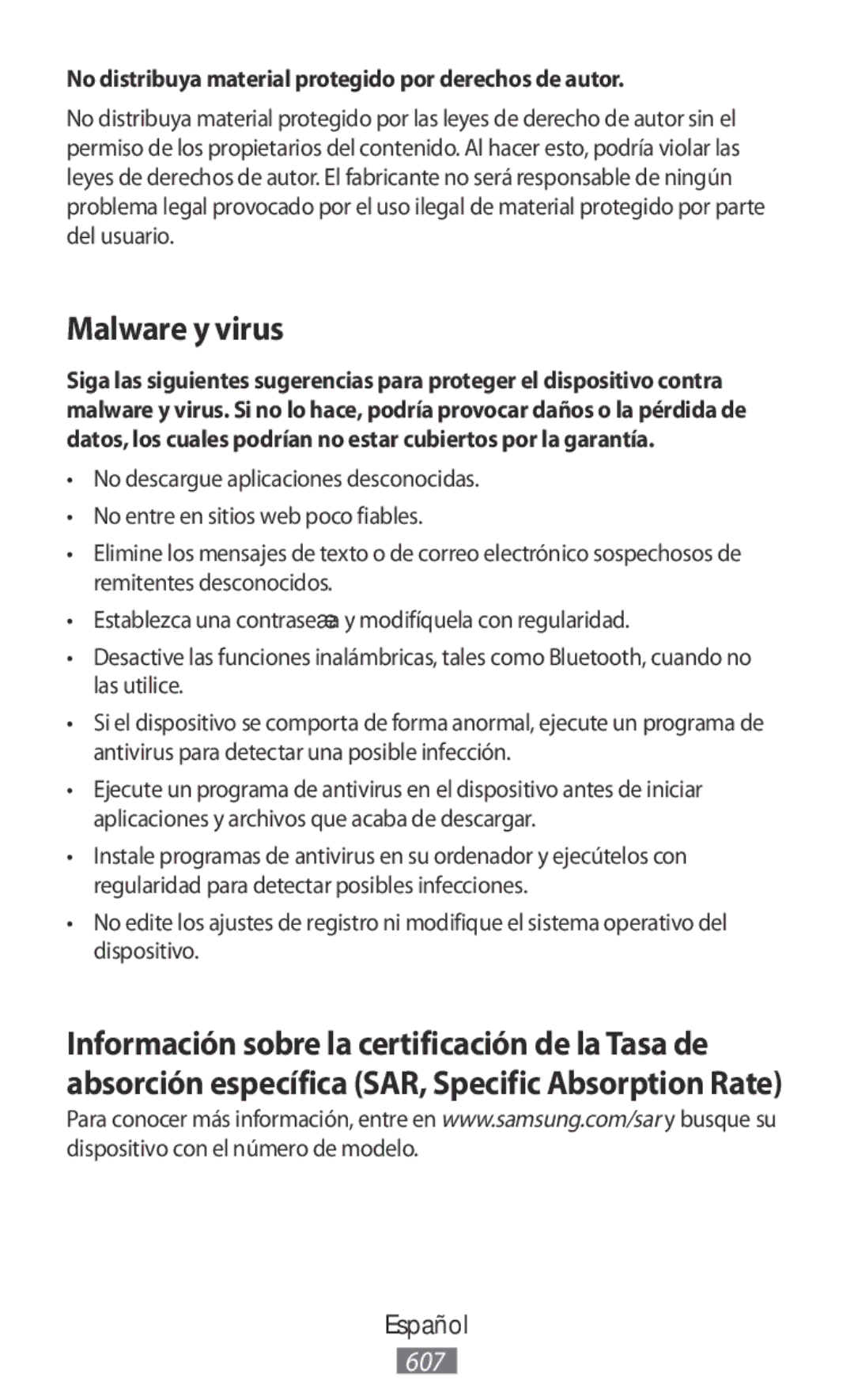 Samsung SM-A800FZDEXXV, SM-A800FZDEKSA manual Malware y virus, No distribuya material protegido por derechos de autor 