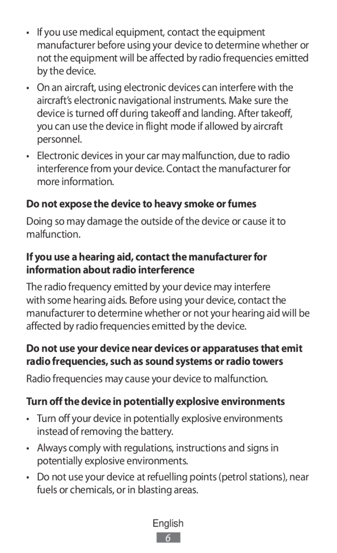 Samsung SM-T330NZWAKSA, SM-A800FZDEKSA, SM-A800FZDEXXV, SM-A800FZWEXXV manual Do not expose the device to heavy smoke or fumes 