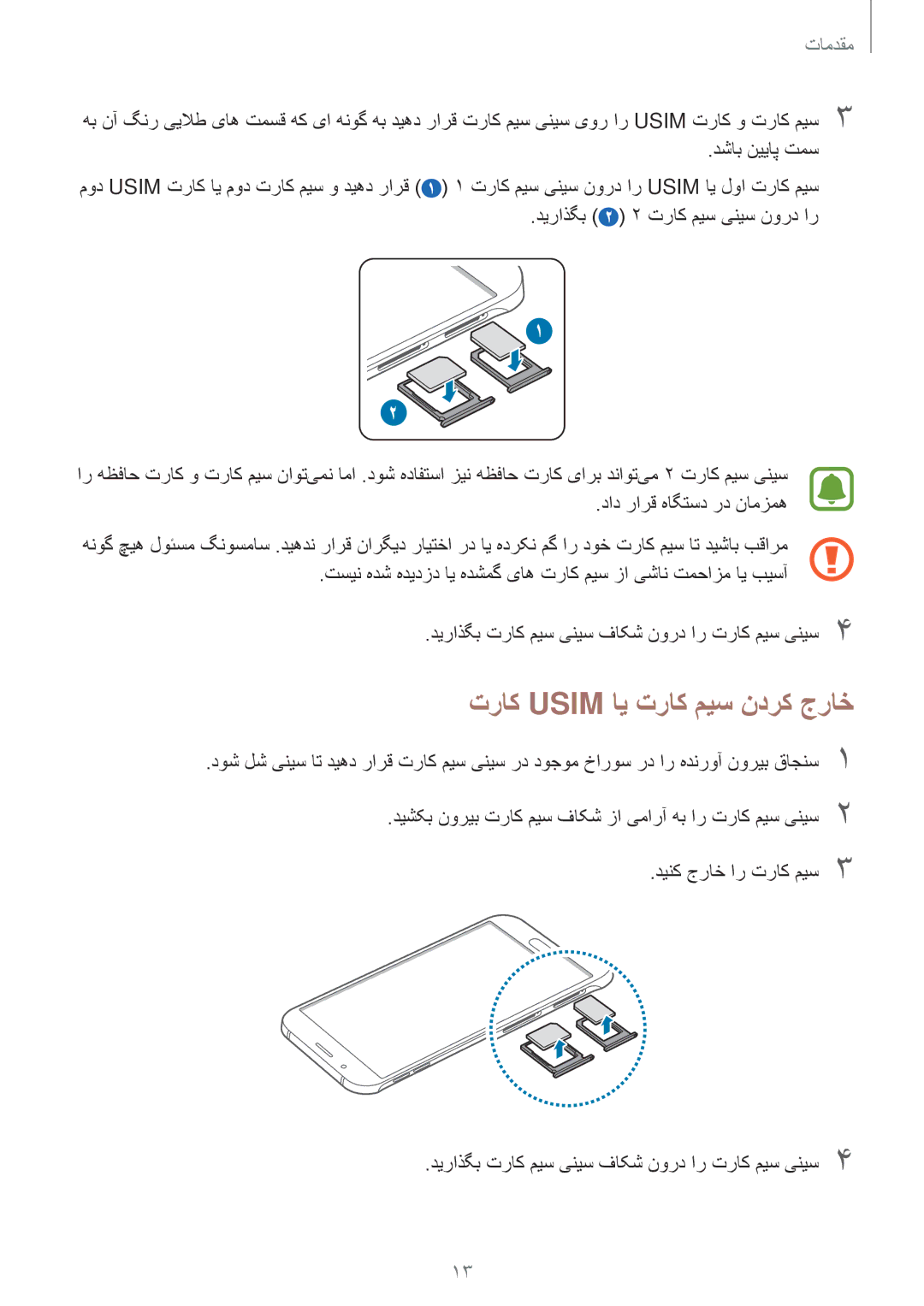 Samsung SM-A800FZDEKSA manual تراک Usim ای تراک میس ندرک جراخ 