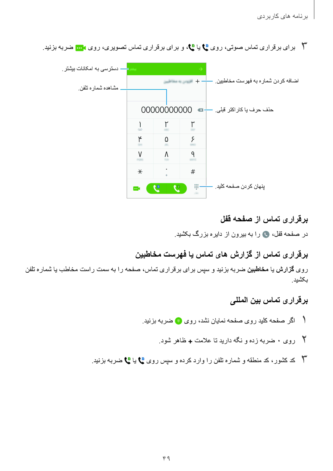 Samsung SM-A800FZDEKSA manual لفق هحفص زا سامت‌ یرارقرب, نیبطاخم تسرهف ای سامت یاه شرازگ زا ‌سامت یرارقرب 