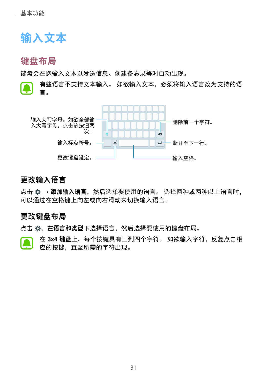 Samsung SM-A800FZWEXXV, SM-A800FZDEXXV manual 输入文本, 更改输入语言, 更改键盘布局 