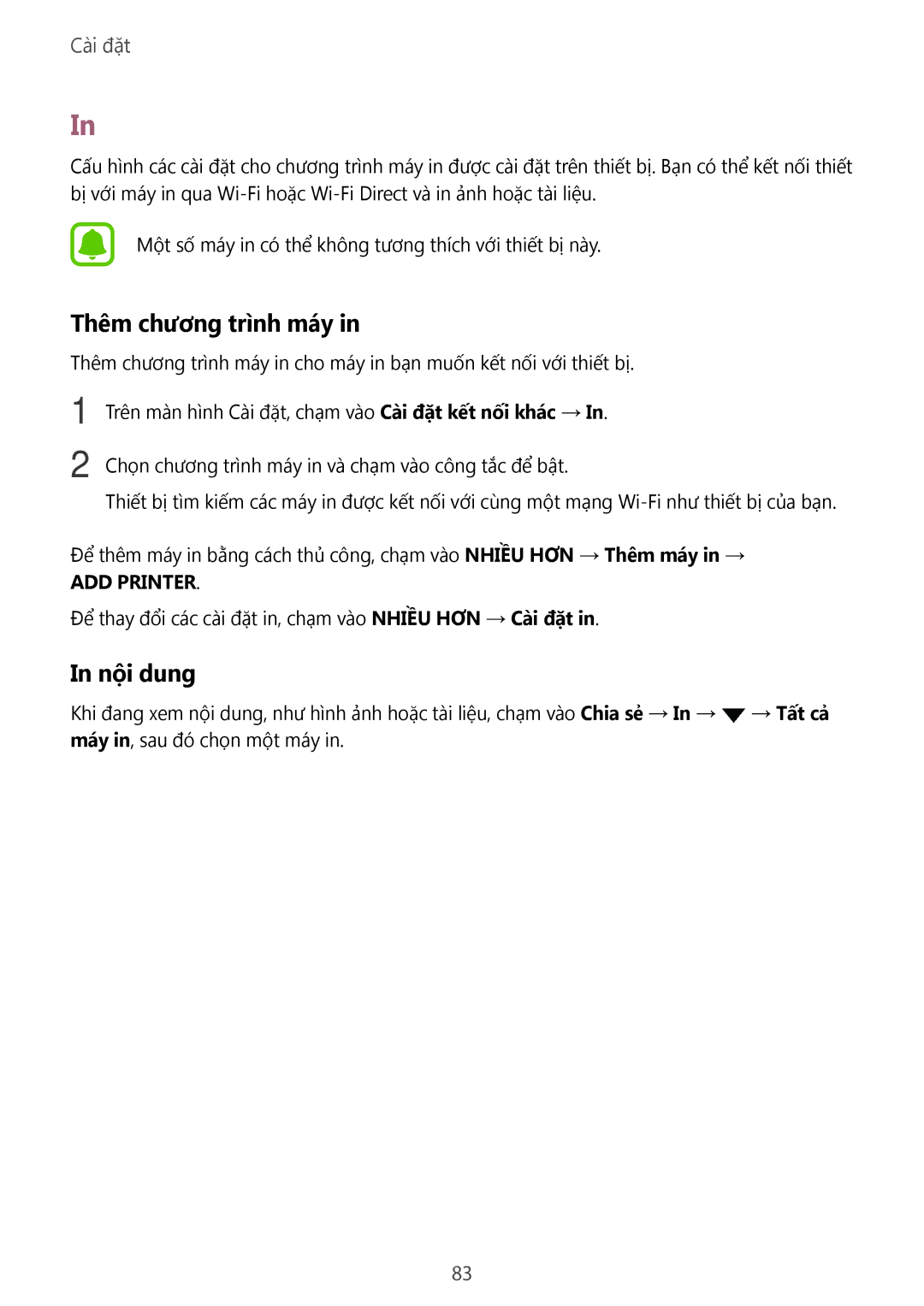 Samsung SM-A800IZWEXXV, SM-A800IZKEXXV, SM-A800IZDEXXV manual Thêm chương trình máy, Nội dung 