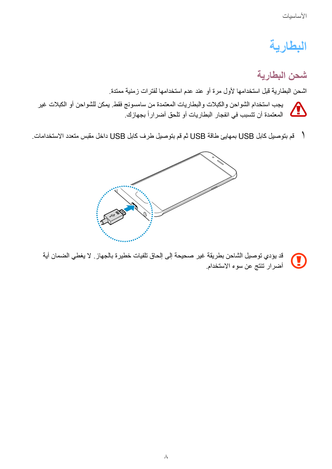 Samsung SM-A800IZKEKSA, SM-A800IZWEKSA, SM-A800IZDEKSA manual ةيراطبلا نحش 