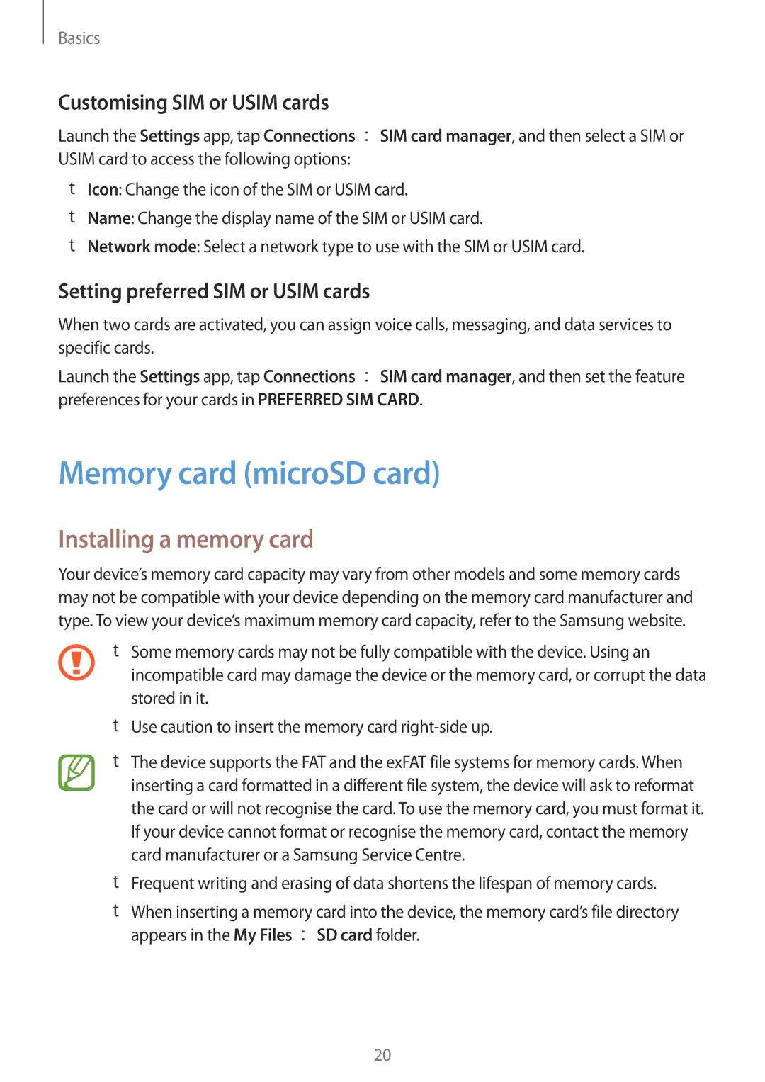 Samsung SM-A810FZBDKSA, SM-A810FZSDKSA Memory card microSD card, Installing a memory card, Customising SIM or Usim cards 