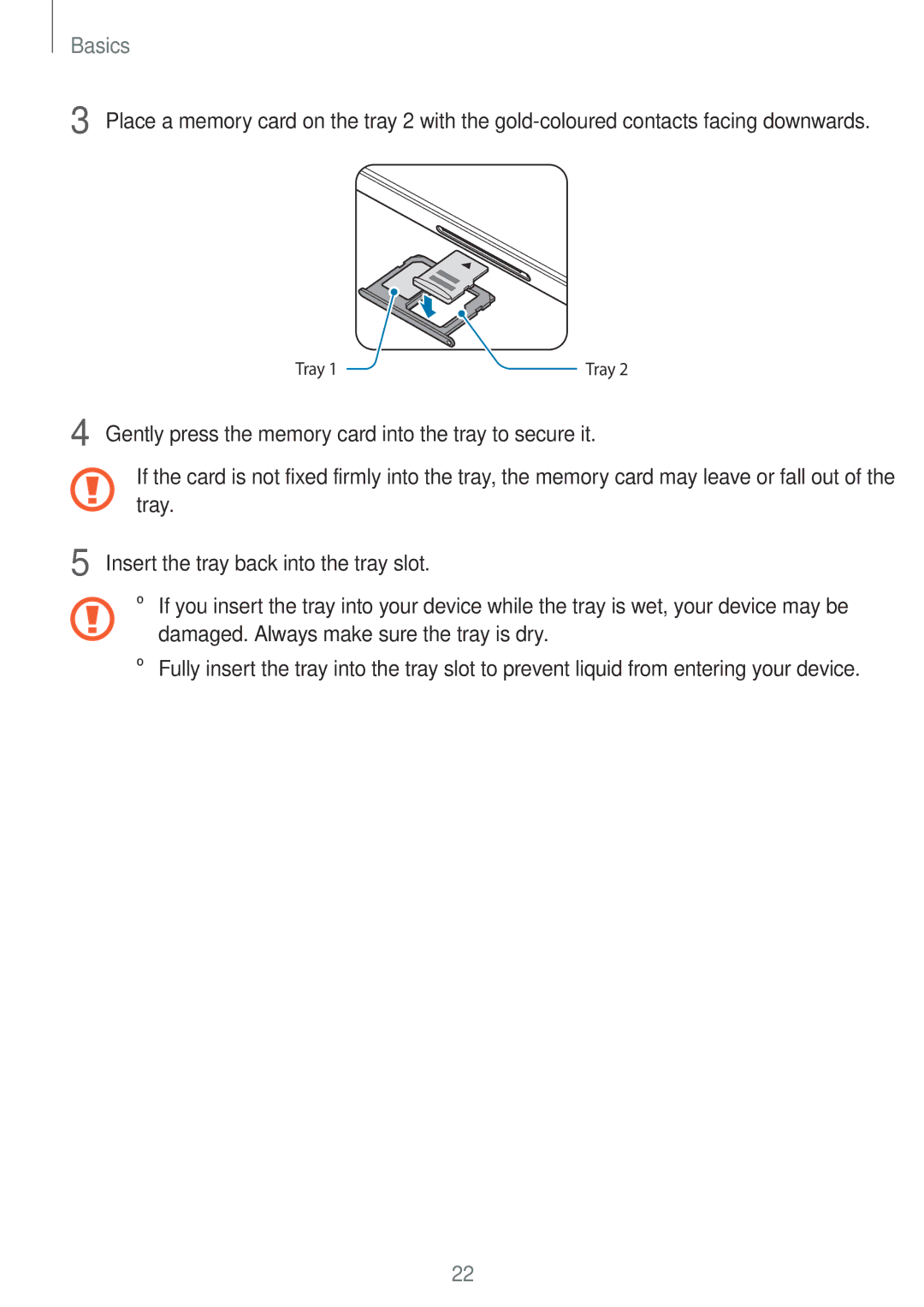 Samsung SM-A810FZDDKSA, SM-A810FZSDKSA, SM-A810FZBDKSA manual Gently press the memory card into the tray to secure it 