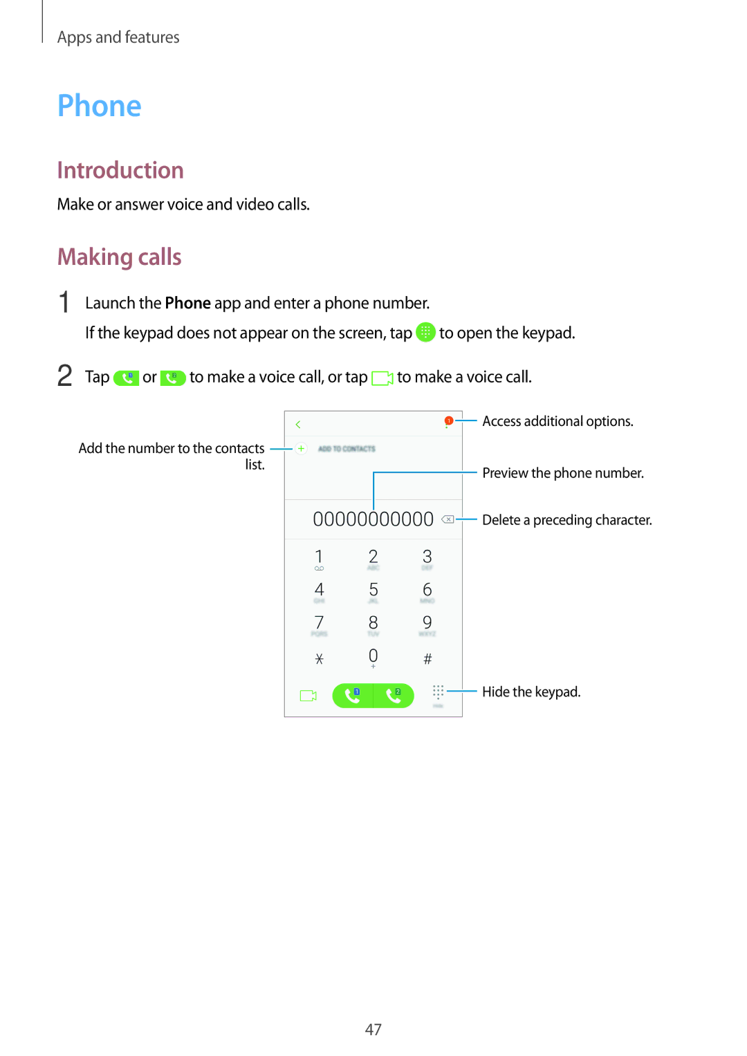 Samsung SM-A810FZBDKSA, SM-A810FZSDKSA, SM-A810FZDDKSA manual Phone, Making calls 