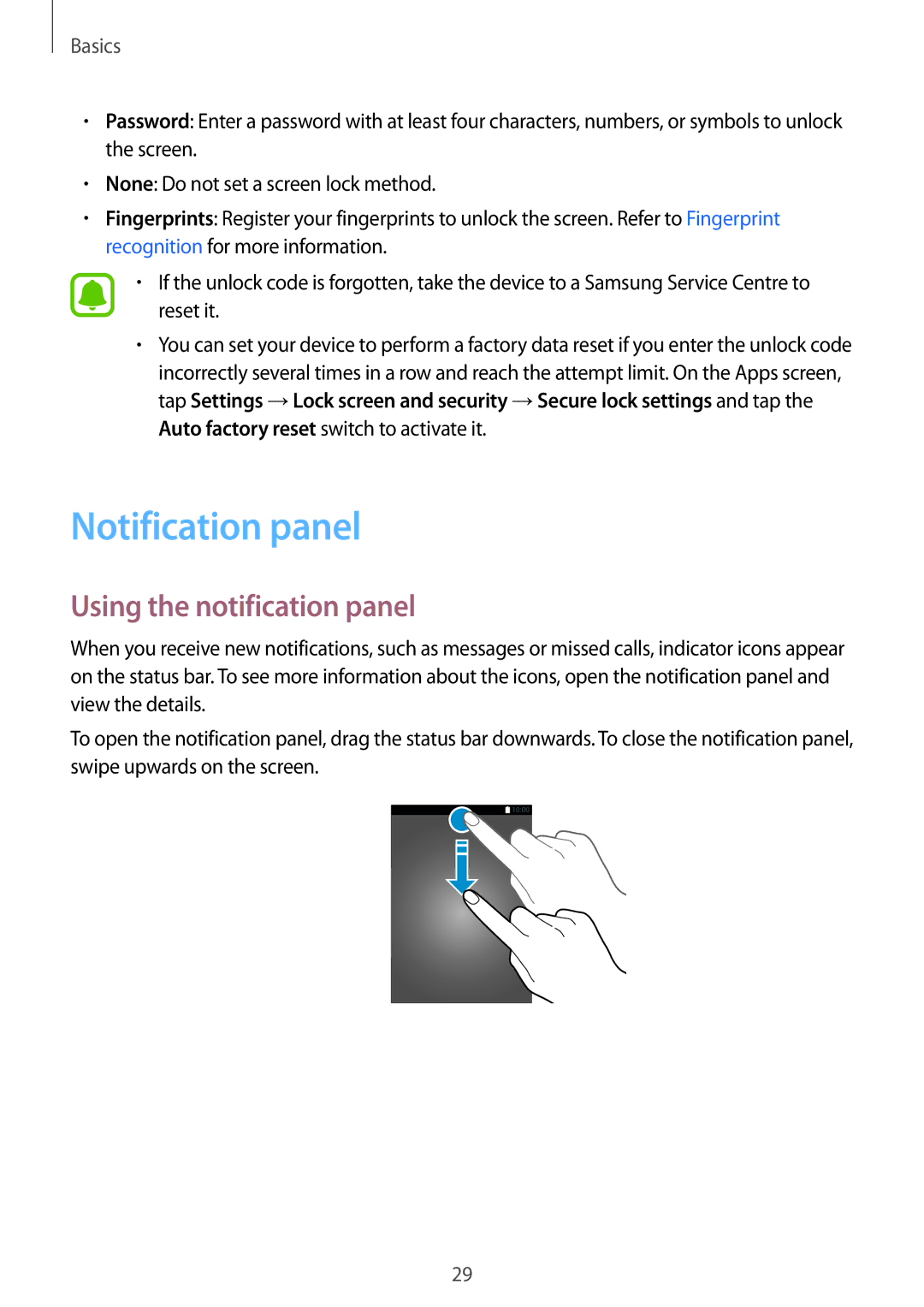 Samsung SM-A910FZDDXXV manual Notification panel, Using the notification panel 